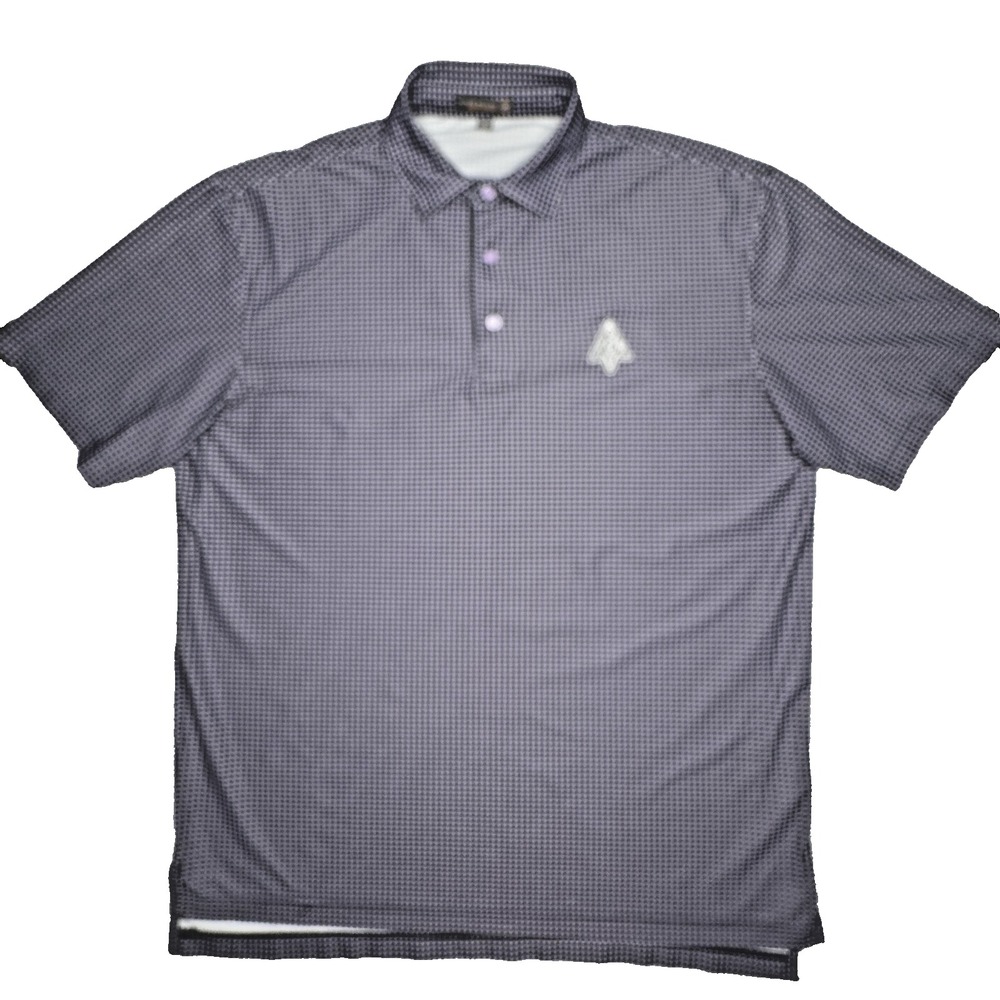 Peter Millar Polo Shirt Mens Medium Purple Summer Comfort Golf 1910 Logo Check